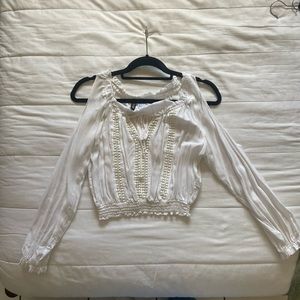 White Cropped Long-sleeve Airy Top (perfect for summer!)